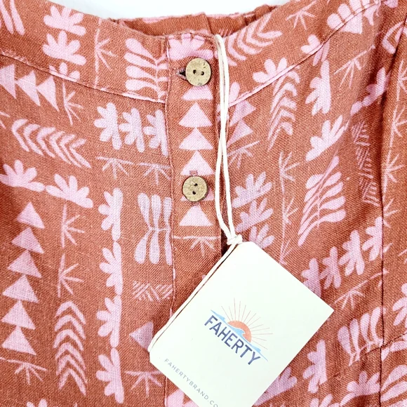 NWT FAHERTY x Anna Kahalekulu Artist Series Vintage Wash Linen Maxi Sun Dress S - Picture 6 of 13